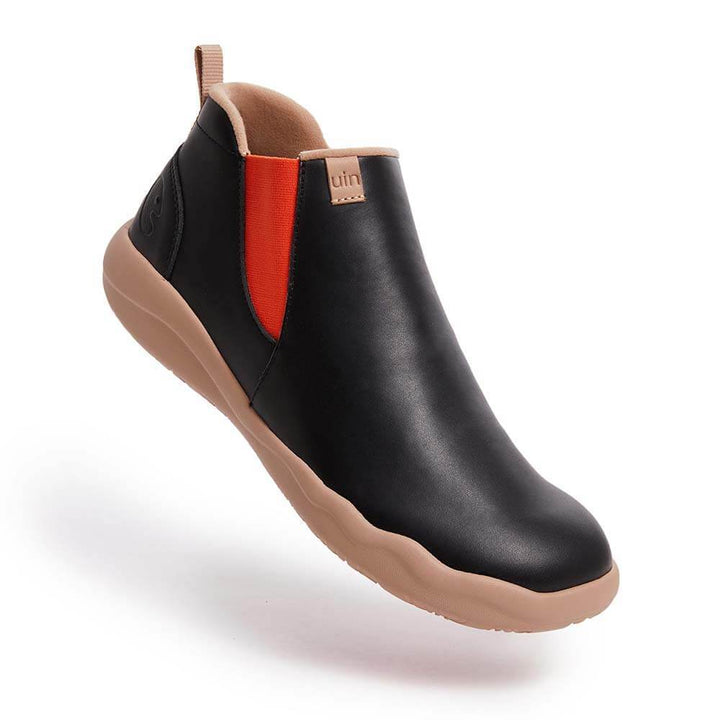 UIN Footwear Men Granada Black Split Leather Chelsea Boots Men Canvas loafers