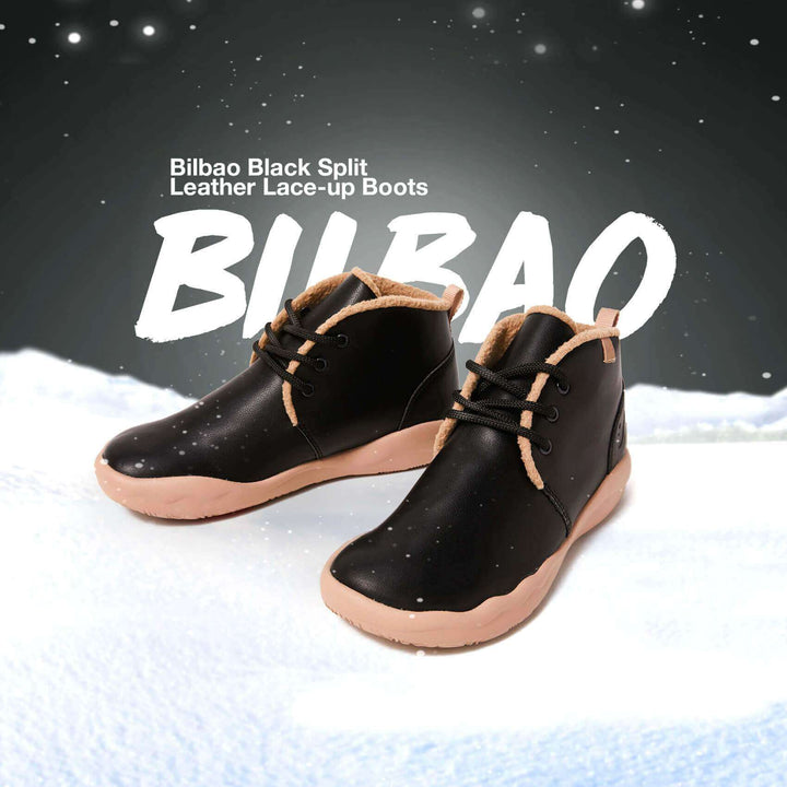 Bilbao Black Split Leather Lace-up Boots Men Men UIN 