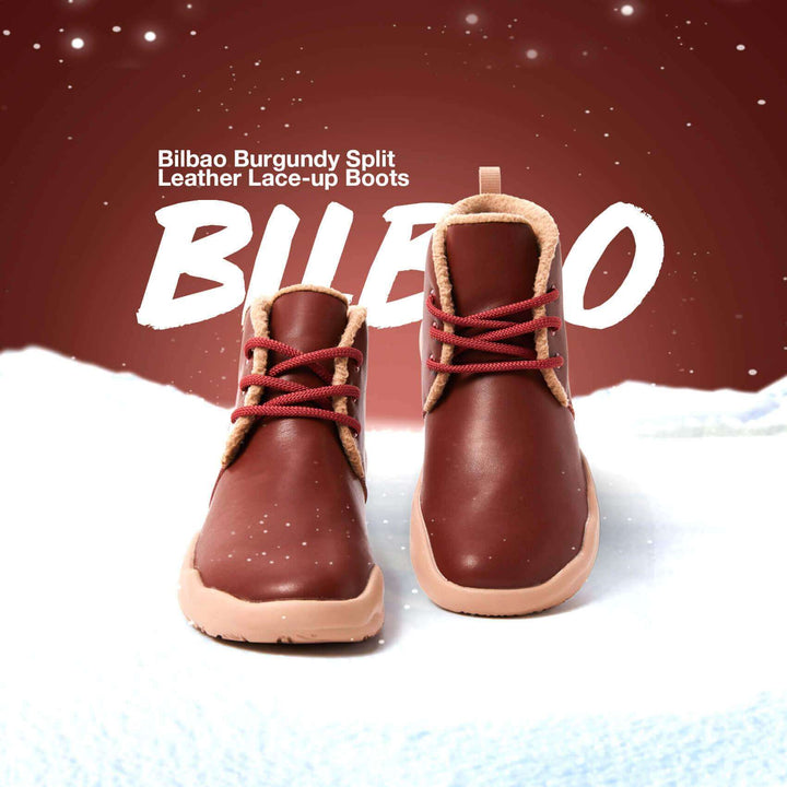 Bilbao Burgundy Split Leather Lace-up Boots Men Men UIN 