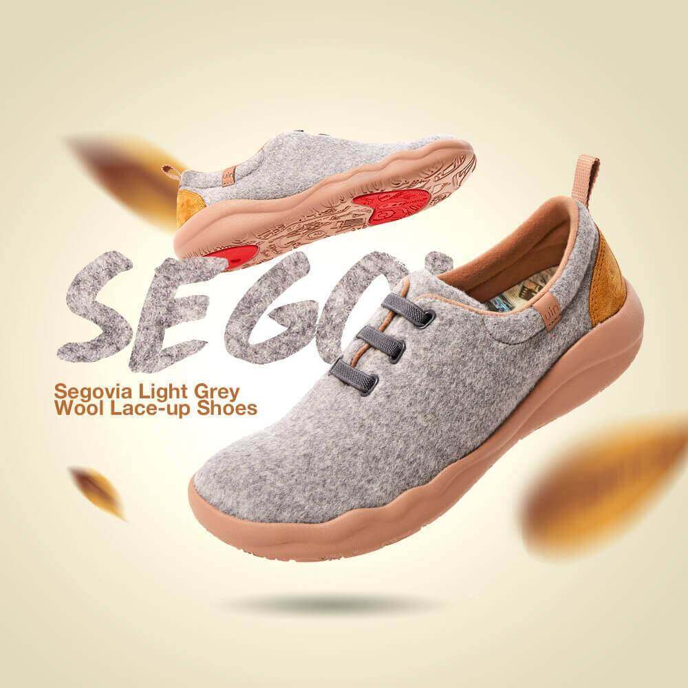 Segovia Light Grey Wool Lace-up Shoes Women Women UIN 